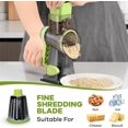 thumbnail image 4 of Rotary Cheese Grater with Handle, 3 Interchangeable Blades, Easy to Clean Vegetable Slicer for Cheese Potato Nuts Chocolate (Green), 4 of 6