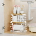 thumbnail image 5 of 2 Pack Stackable Storage Laundry Kitchen Organizers, Wall Mount Trash Bag Holder with Bamboo Top and Garbage Bag Dispenser No Drill, 5 of 17