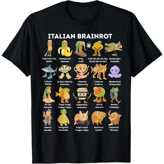 DOPASHIRT Types Of Italian Brainrot Character Hand Drawn T-Shirt Unisex S-5XL Hot Trending Shirt, Vintage Birthday Gift