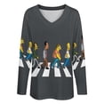 thumbnail image 4 of Simpsons Womens T Shirts V Neck Long Sleeve Tops Causal Loose Summer T-Shirts M, 4 of 7