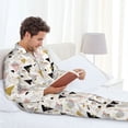 thumbnail image 6 of Naloa Geometric Triangle Men’s Pajamas Set - Long Sleeve Button Down Sleep Shirt and Pajama Bottoms Sleepwear Set-Large, 6 of 7