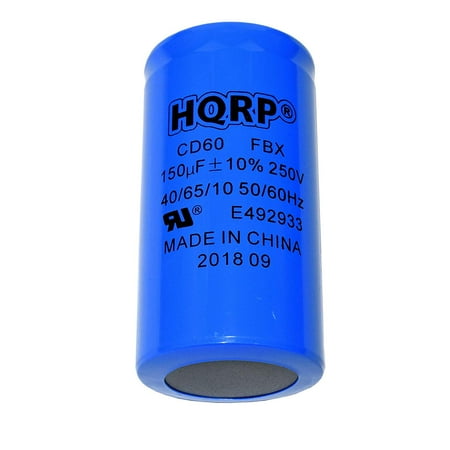 Motor Run - HQRP 150uF 250V Run Capacitor AC Electric Motor Start HVAC Blower Compressor Pump 150MFD CD60 plus HQRP Coaster