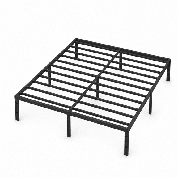 14" Metal Platform Bed Frame Queen, No Box Spring Needed, Heavy Duty Slats, Easy Assembly, Black