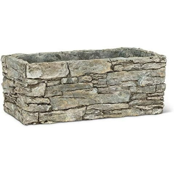 Medium Rectangle Stack Stone Planter - Cement (5x10 L)$$Garden & Patio