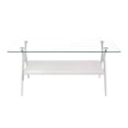thumbnail image 6 of Pouseayar Rectangle Coffee Table with Tempered Glass top and Brown MDF Shelf, 2-Tier Side Table for Living Room, 6 of 8