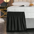 thumbnail image 5 of Exclusivo Mezcla Pom Pom Bed Skirt with Adjustable Elastic Belt, Easy Wrap Around Dust Ruffles with 16 Inch Tailored Drop, Wrinkle and Fade Resistant, (Full, Black), 5 of 6