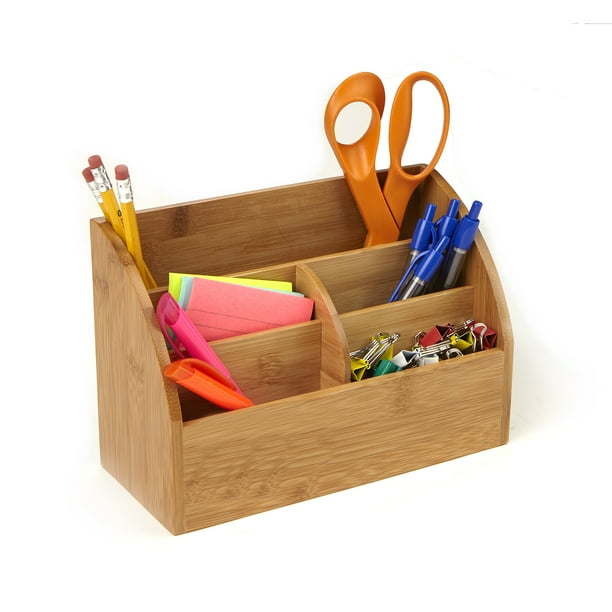 Mind Reader Bamboo 5 Compartment Desk Organizer, Brown - Walmart.com ...