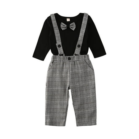 

TheFound Toddler Baby Boy Girl Big Sister/Little Brother Matching Set Romper Tops Plaids Suspender Skirt Pants Set