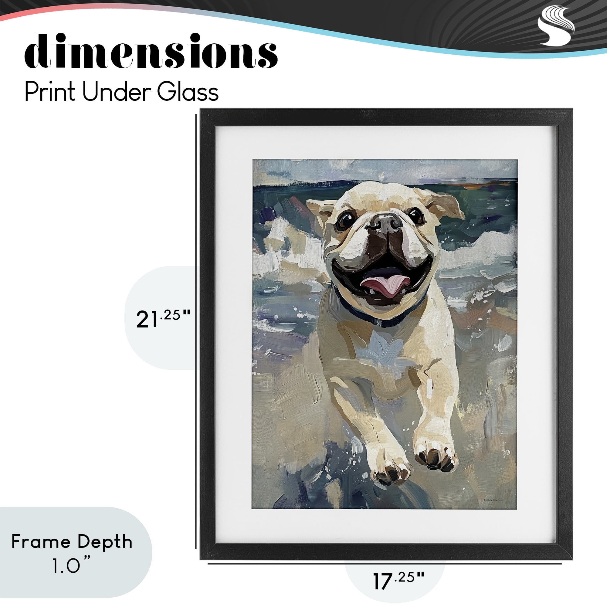Stupell Industries Sunny Paws Dog on Beach Black Framed Print Under Glass, design by Svetlana Aleynikova