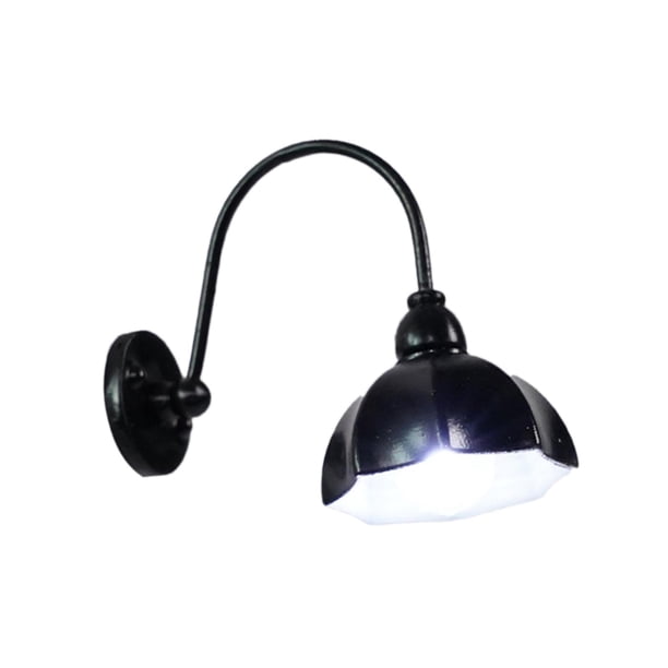 Apliques de pared en miniatura para casa de muñecas, lámpara de pared LED, minijuguete, accesorio para dormitorio, hogar, sala de estar, micropaisaje, Negro