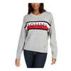 TOMMY HILFIGER Womens Gray Printed Long Sleeve Crew Neck Sweater Size: S