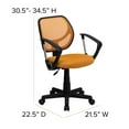 thumbnail image 6 of Flash Furniture Low Back Orange Mesh Swivel Task Office Chair with Arms, 6 of 12