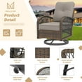 thumbnail image 3 of MELLCOM 3 Pieces Patio Furniture Set, Outdoor Swivel Rocker Patio Chairs, Wicker Patio Bistro Set with Rocking Chair, Thickened Cushions and Glass Coffee Table for Backyard, Garden, Grey, 3 of 9