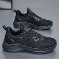 thumbnail image 3 of Men's Light White Fine Knit Lace Up Running Sneakers, Breathable Lightweight Cushioned Non-Slip Commuting Walking Shoes, Wide Toe Gym Travel Casual Footwear, 3 of 7