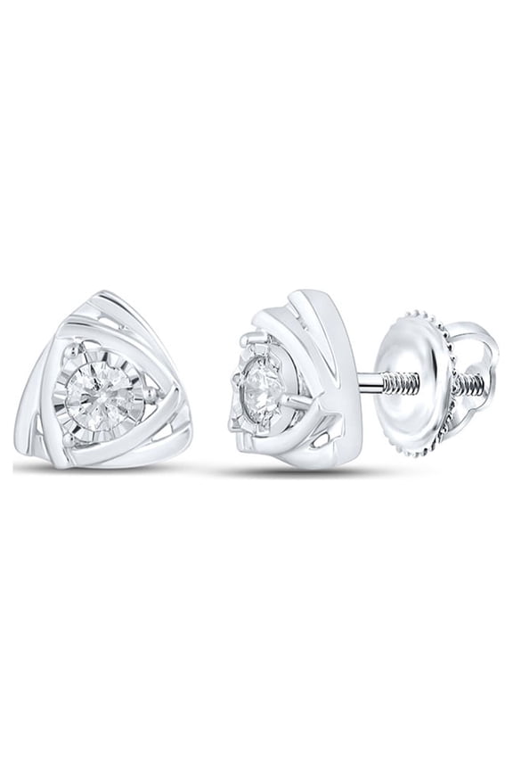 10k White Gold Diamond Triangle Earrings 1/6 Ctw