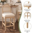 thumbnail image 3 of MOONMISS 26" Rattan Bar Stools Set of 4, Farmhouse Chenille Upholstered Counter Height Stools with Cane Woven Back for Kitchen Island, Natural Wood, 3 of 6