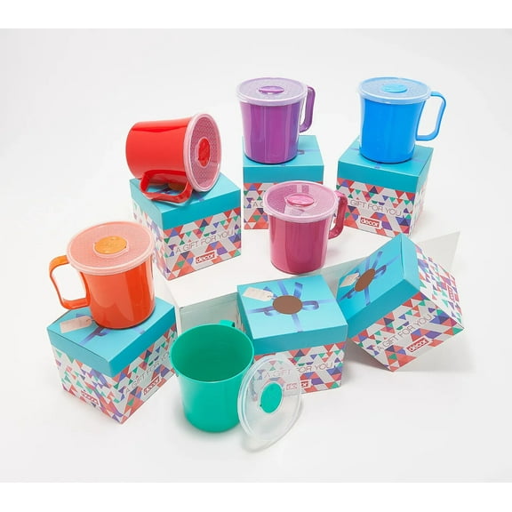 Decor Set of 6 Assorted Microwave Soup Mugs 17.5 oz - Gift Packaged