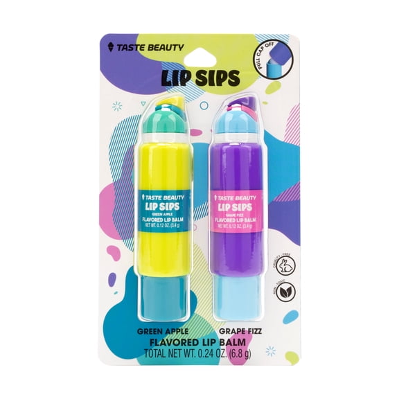 Taste Beauty Lip Sips Lip Balms, Green and Purple
