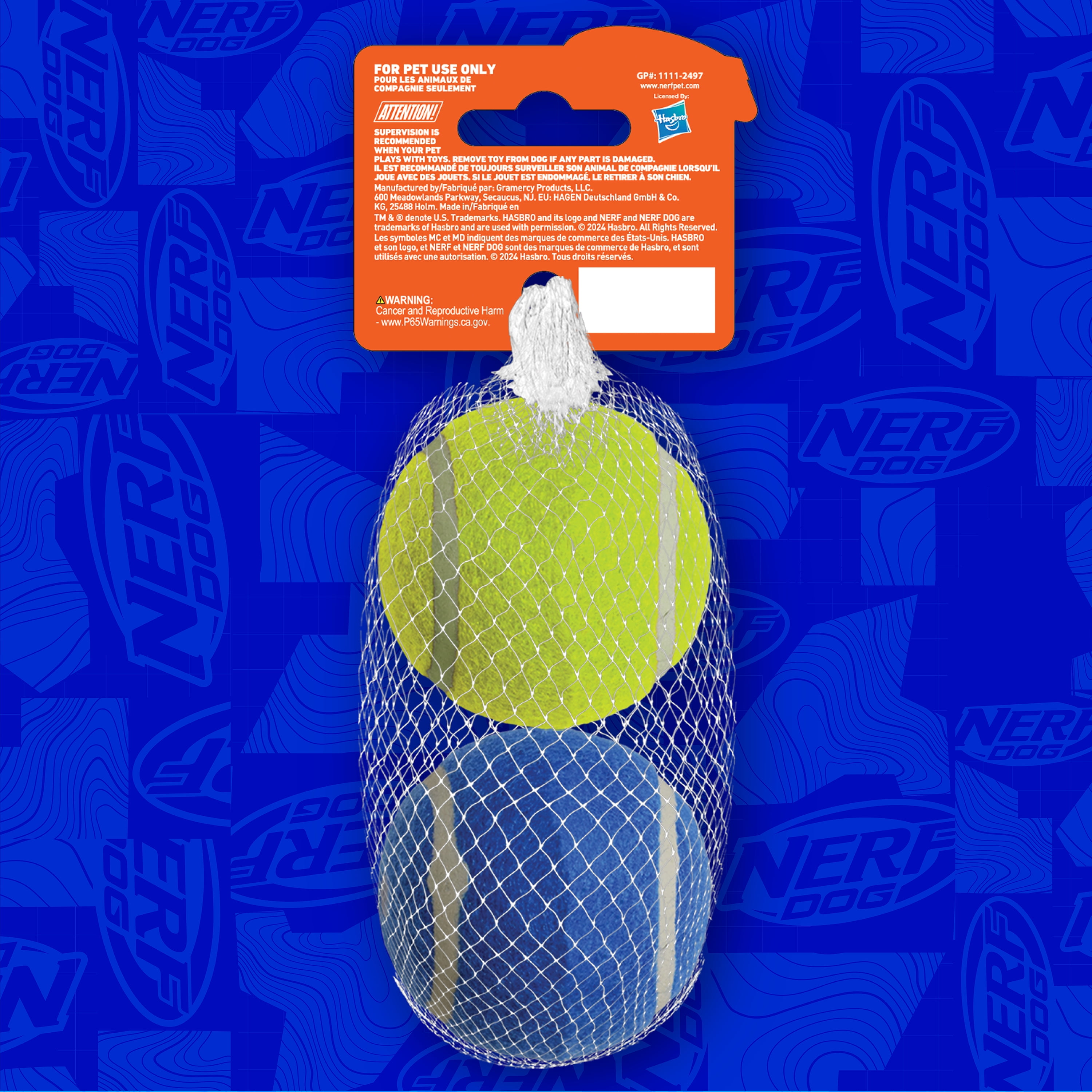 Nerf Dog Squeak Tennis Ball Dog Toy, 3 inch, 2 Pack