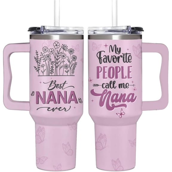 Nana Gifts from Grandkids, Granddaughter, Grandson - Best Nana Ever Gifts for Women on Birthday, Mother's Day, Christmas, Valentines Gift for Nanas - Tumbler 40oz With Handle, Lid, and Straw