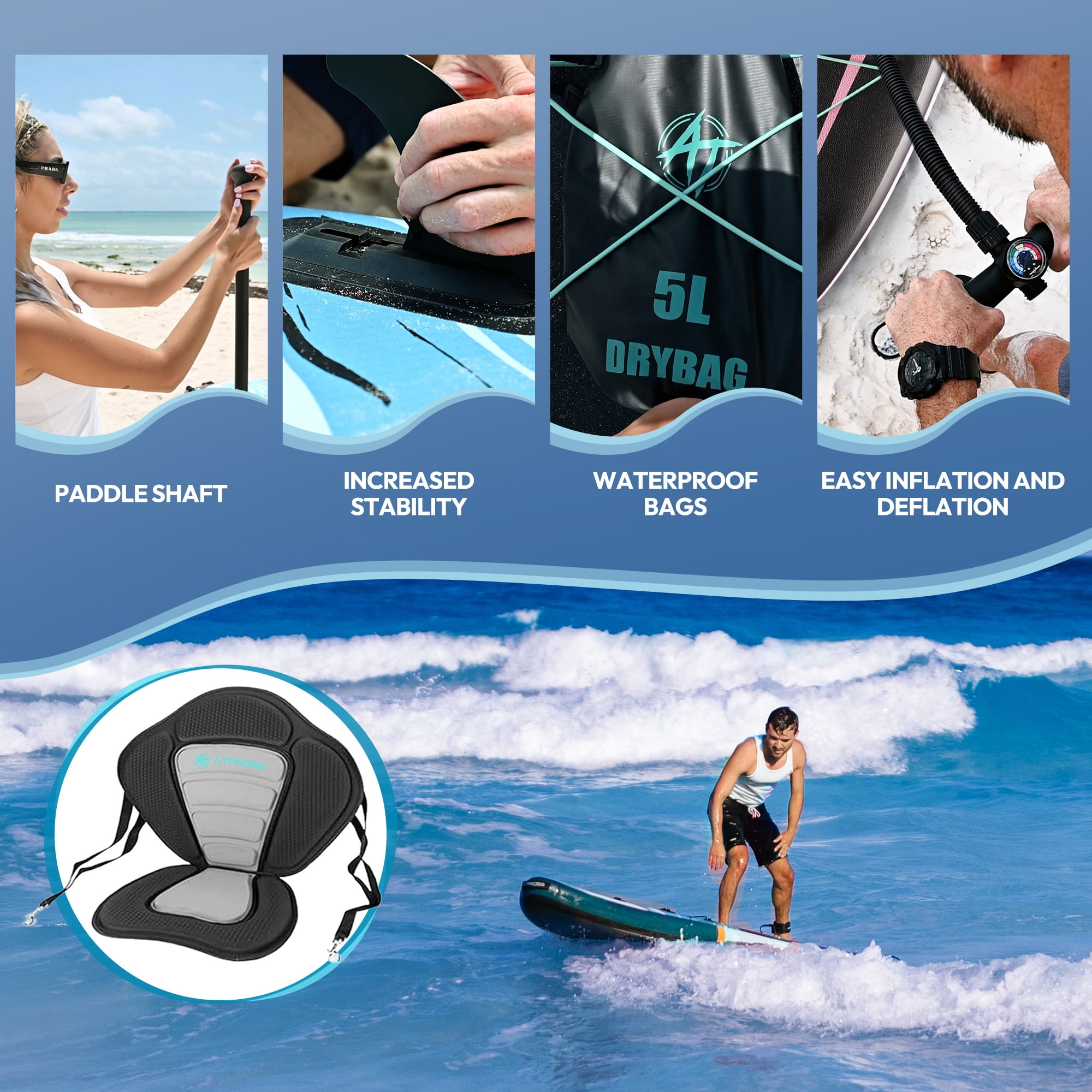 Ultifit Inflatable Paddle Board Extra Wide 450 Lbs Capacity Anti-Slip Design with SUP Accessories and Seat 11'6" x 35" Pink