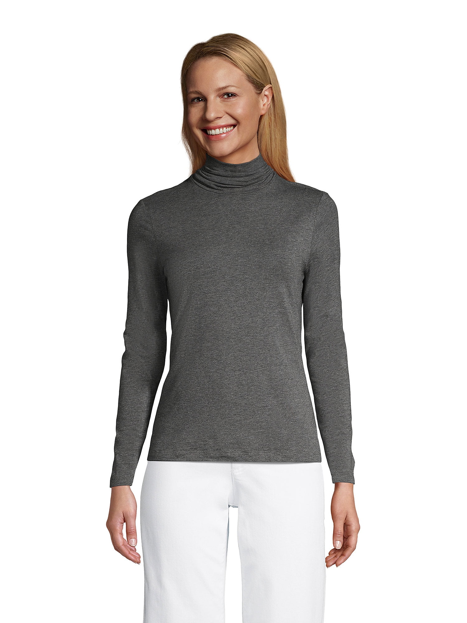 Lands' End Women's Petite Lightweight Fitted Long Sleeve Turtleneck