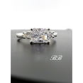 thumbnail image 3 of 6x4mm - 9x7mm East West Side Set Brilliant Radiant Cut Three Stone Engagement Wedding Statement Ring, Sterling Silver, Made to Order, 3 of 4