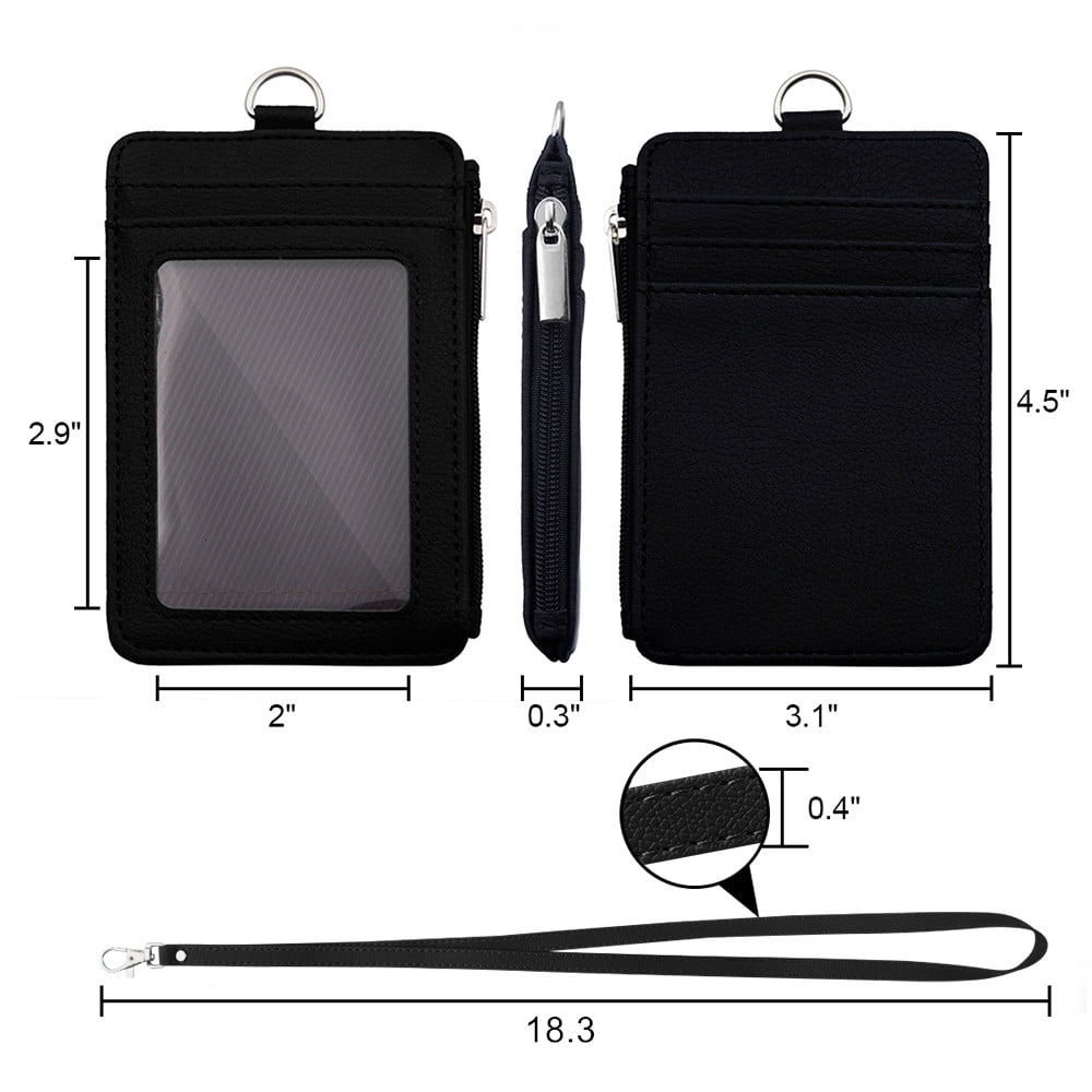 Toptie Water-Resistant Adult Badge & ID Holders, Leather Black