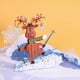 thumbnail image 3 of Etiqueta para flor 3D Pop-up tridimensional de felicitación de Navidad, cesta hecha a mano con tarjeta de Año Nuevo, sobre, suministros para fiesta, 3 of 4
