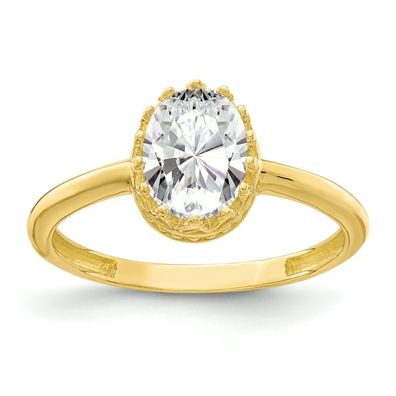 Primal Gold 10 Karat Yellow Gold High Polished Pear Cubic Zirconia Ring