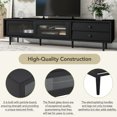 thumbnail image 3 of Euroco TV Stand for 75 inch Media Console with Sliding Glass Doors, Wood TV Console Entertainment Center for LIving Room, Black, 3 of 8