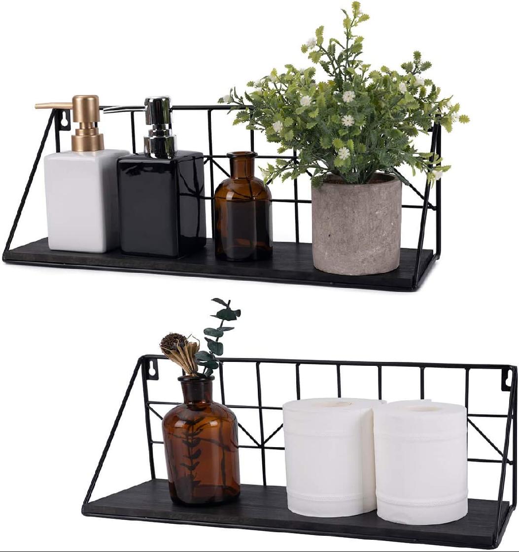 Small Rustic Floating Shelves Wooden Wall Floating Shelves for Living Room, Bedroom, Bathroom