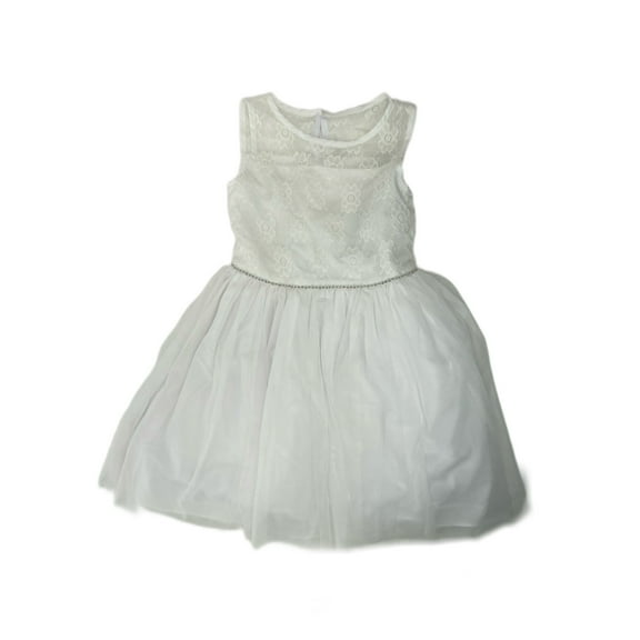 PIPPA & JULIE Disney Girl's Fit & Flare Floral Embroidered Dress, Off White, 2T