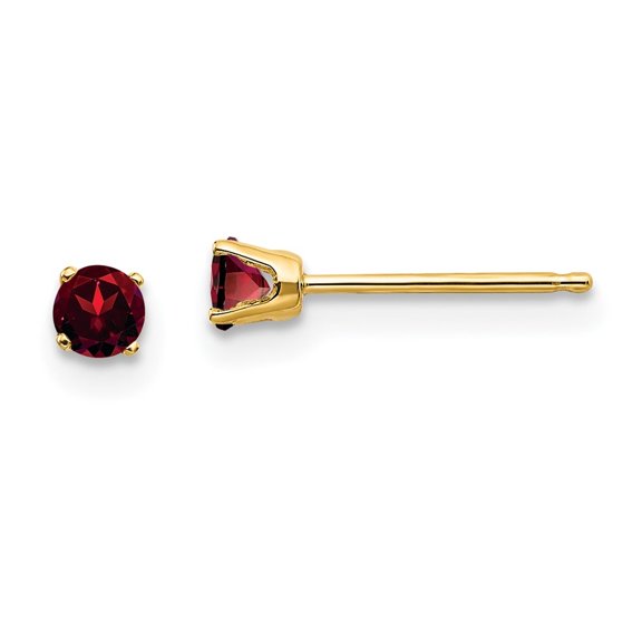 Auriga Fine Jewelry 14K Yellow Gold 3mm January/Garnet Stud Earrings for Women