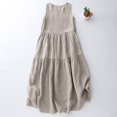 thumbnail image 4 of Bnwani Dresses for Women,Womens Summer Dresses,Striped,Sleeveless,Crew Neck,Tiered,Khaki,XL, 4 of 6