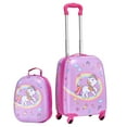 thumbnail image 1 of KFFKFF Ensemble de Bagages pour Enfants, 2 Pcs, Valise Rigide à Roulettes de 18 Po avec Sac à Dos à Coque Rigide, Ensemble de Bagages Cabine Licorne pour Enfants, Approuvé par les Compagnies Aériennes, 1 of 9