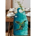 thumbnail image 4 of Sea Turtle Coastal Table Runner 72 Inches, Summer Teal Green Beach Nautical Bed Runner Dresser Scarves Tabletop for Indoor Outdoor Parties/Ceremony/Banquet, 16" x 72", 4 of 8