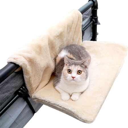 Cat Hammock Pet Hanging Bed Small Dog & Cat Bed Connectable Cute Bed Plush Nap Pad with Metal Frame