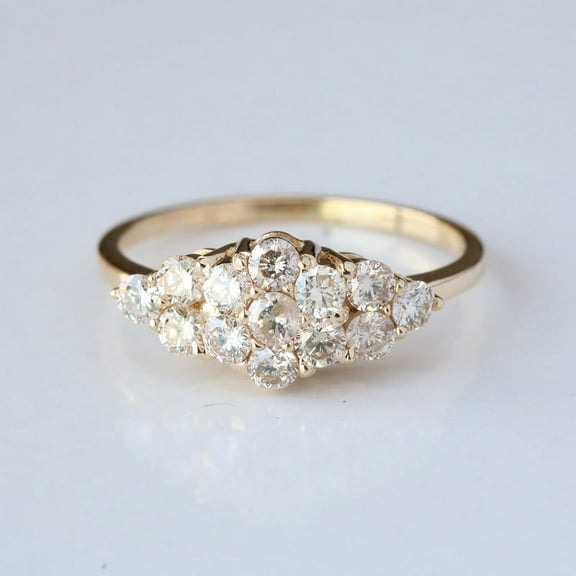 Diamond Cluster Ring, 925 Stterling Silver Ring, Wedding Ring, Handmade Fine Jwewlry, Minimalist Ring, Gift For Her, Prong Setting, Anniversary Ring.