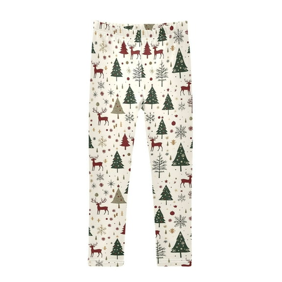 joogoo Girls' Leggings Christmas Reindeer Trees Yoga Pants 6T