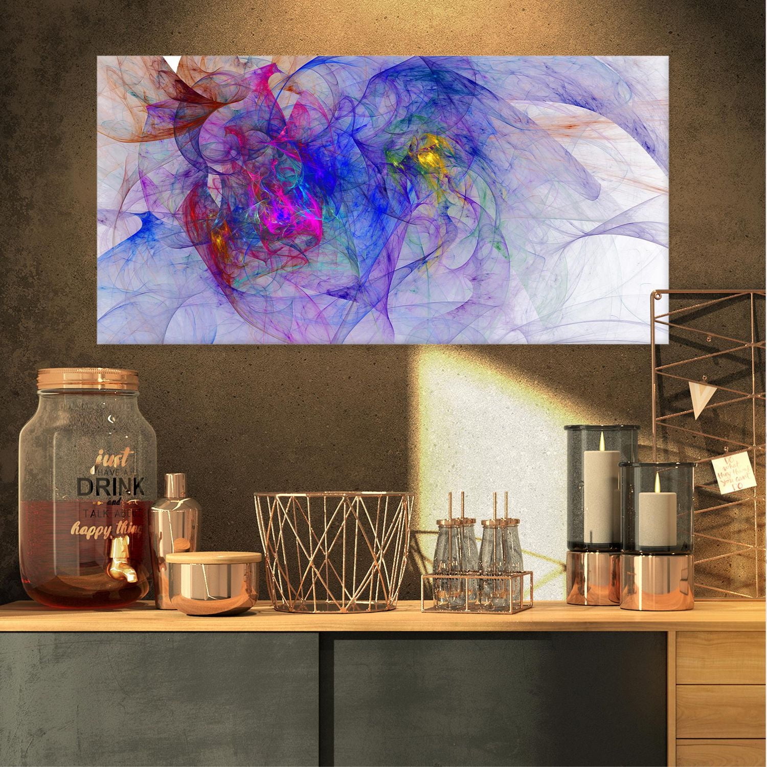 Designart Blue Mystic Psychedelic Texture Canvas Wall Art