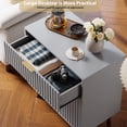 thumbnail image 4 of QinaQin Buró o cómoda acanalada de 3 cajones con jaladeras y patas doradas, diseño moderno para recámara, sala, pasillo o entrada, 4 of 8