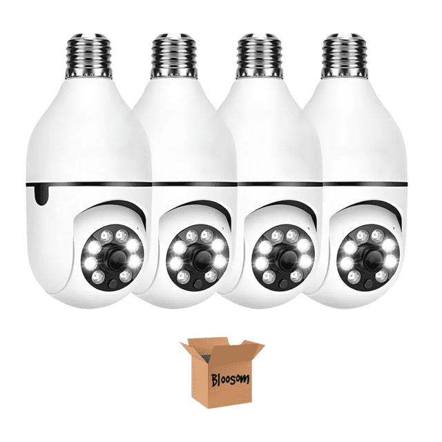Set 4 Piezas Camara Bloosom Tipo Foco 360° Impermeable De1080 Con Wifi