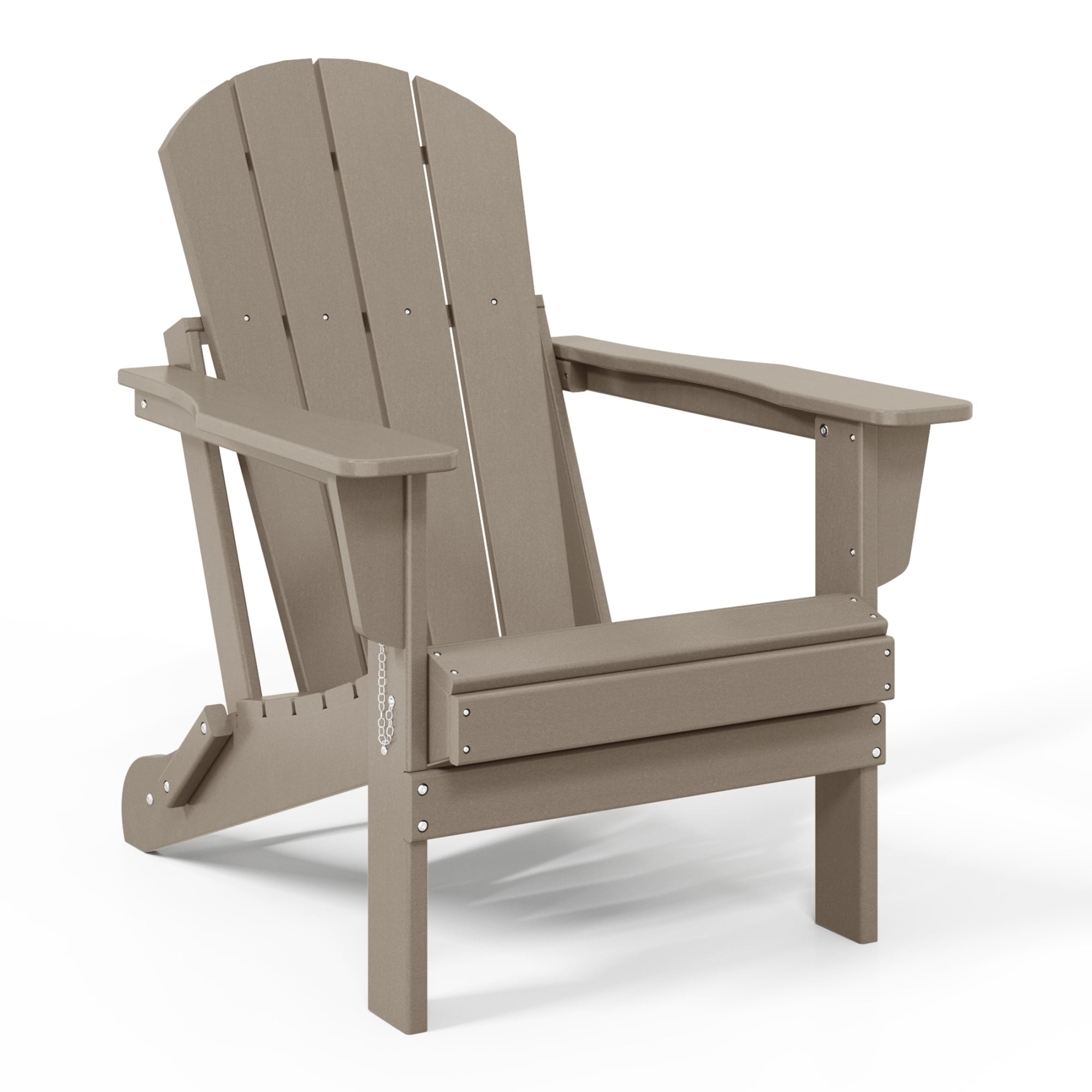 WestinTrends Malibu 3-Pieces Adirondack Chairs Set with Side Table, All Weather Outdoor Seating Plastic Patio Lawn Chair Folding for Outside Porch Deck Backyard, Weathered Wood