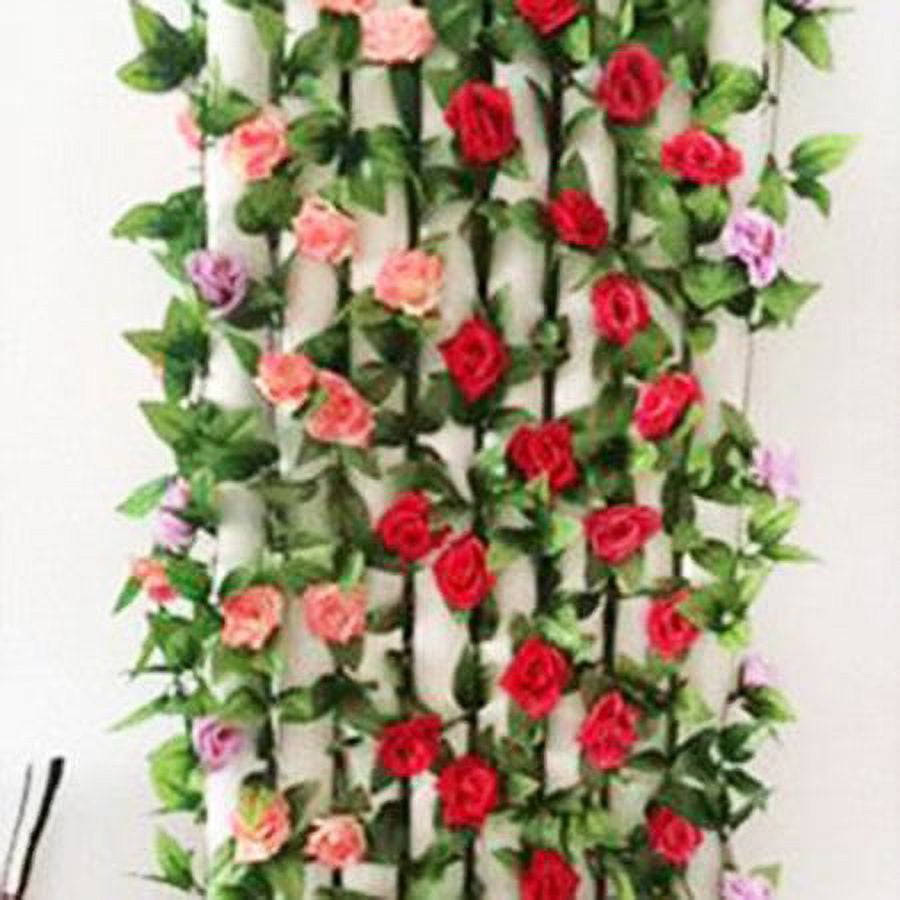 Morttic 7 Feet Fake Rose Vine Flowers Plants Artificial Flower Hanging Rose Ivy Home Hotel Office Wedding Party Garden Craft Art Decor (Rose Pink ,4pcs)