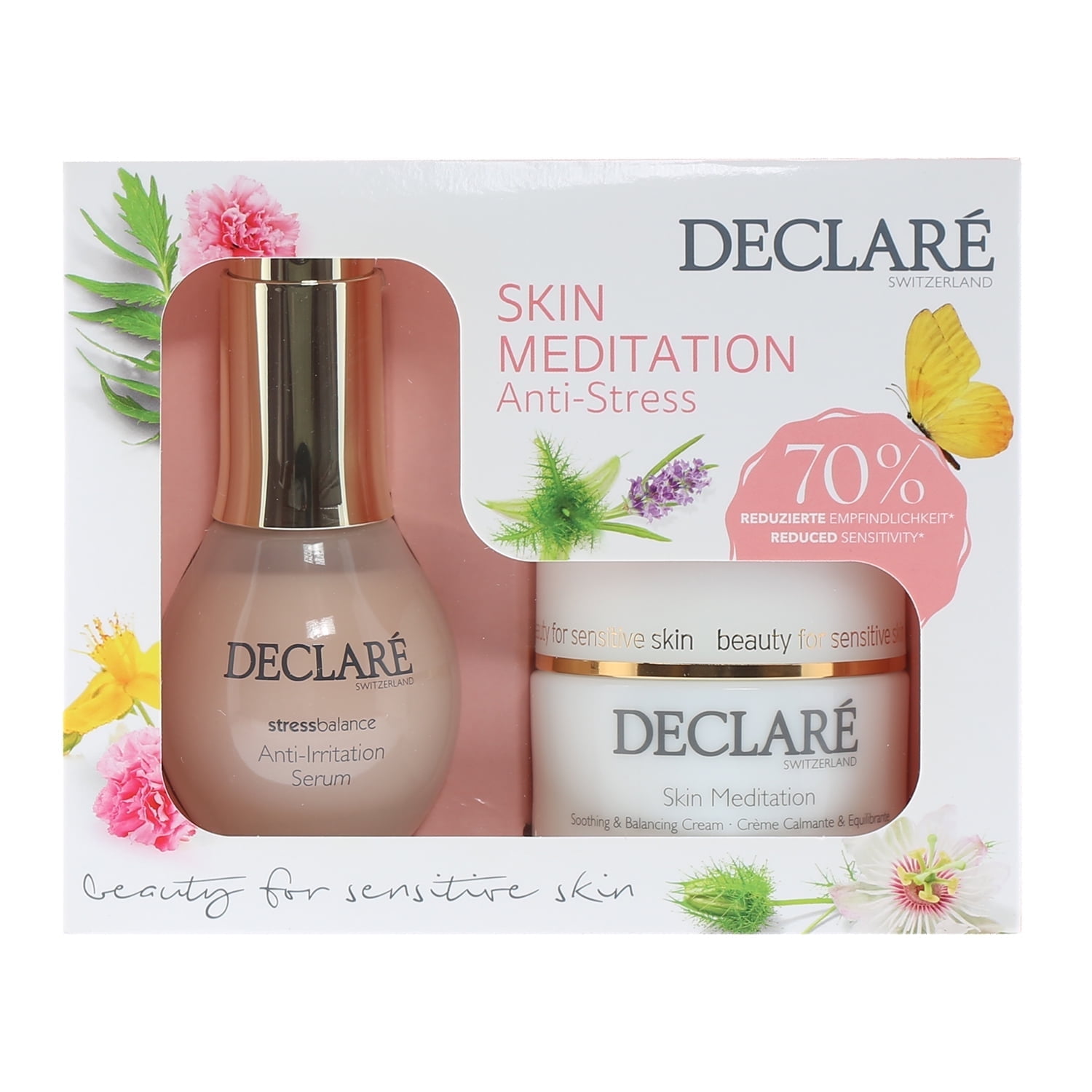 Declare Stress Balance 2-Piece Skincare Set, Anti-Irritation Serum & Skin Meditation Cream, Calming Skincare Duo