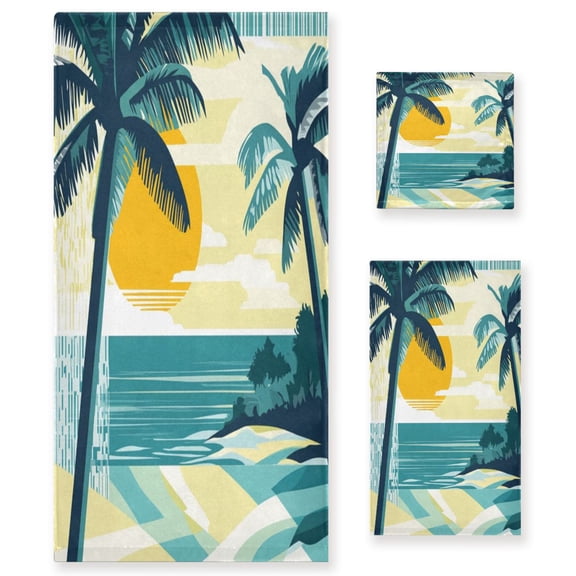 Three-Piece Towel Set Face Towel Towel Set Hand Towel Bath Towel Cotton Bath Towels Bath Towel Sets Hand Bath Towels Green Sea