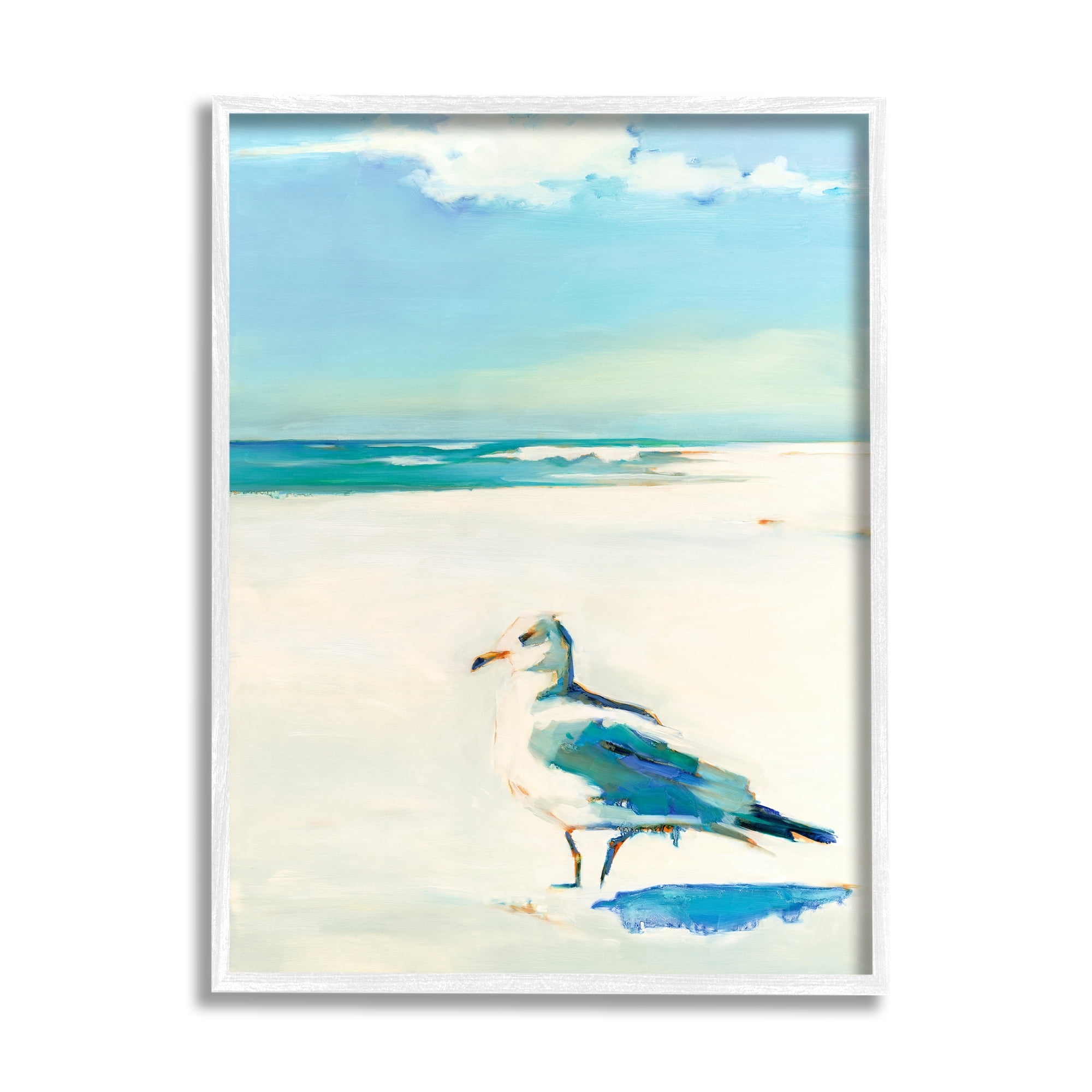 Stupell Industries Seagull on Sandy Shore Soft Tranquil Beach Scene, 24 x 30,Design by Kathleen Broaderick