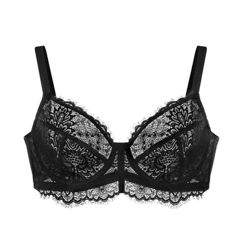 HSIA Minimizer Bra for Women - Plus Size Bra with Underwire Woman's Full  Coverage Lace Bra Unlined Non Padded Bra,Black,38D