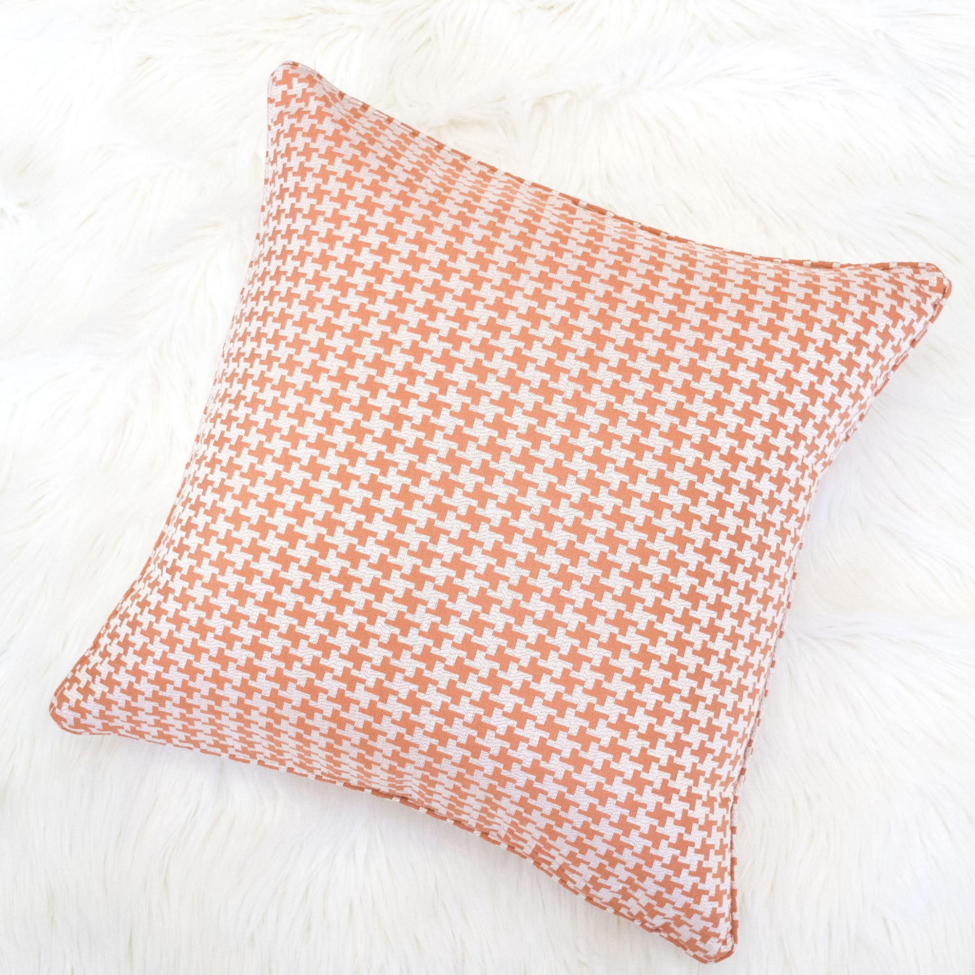 Makayla Orange Geometric Polyester 20 in. x 20 in. Throw Pillow